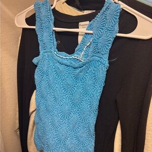 FP Movement by Free People Bright Blue Textured Crop Top